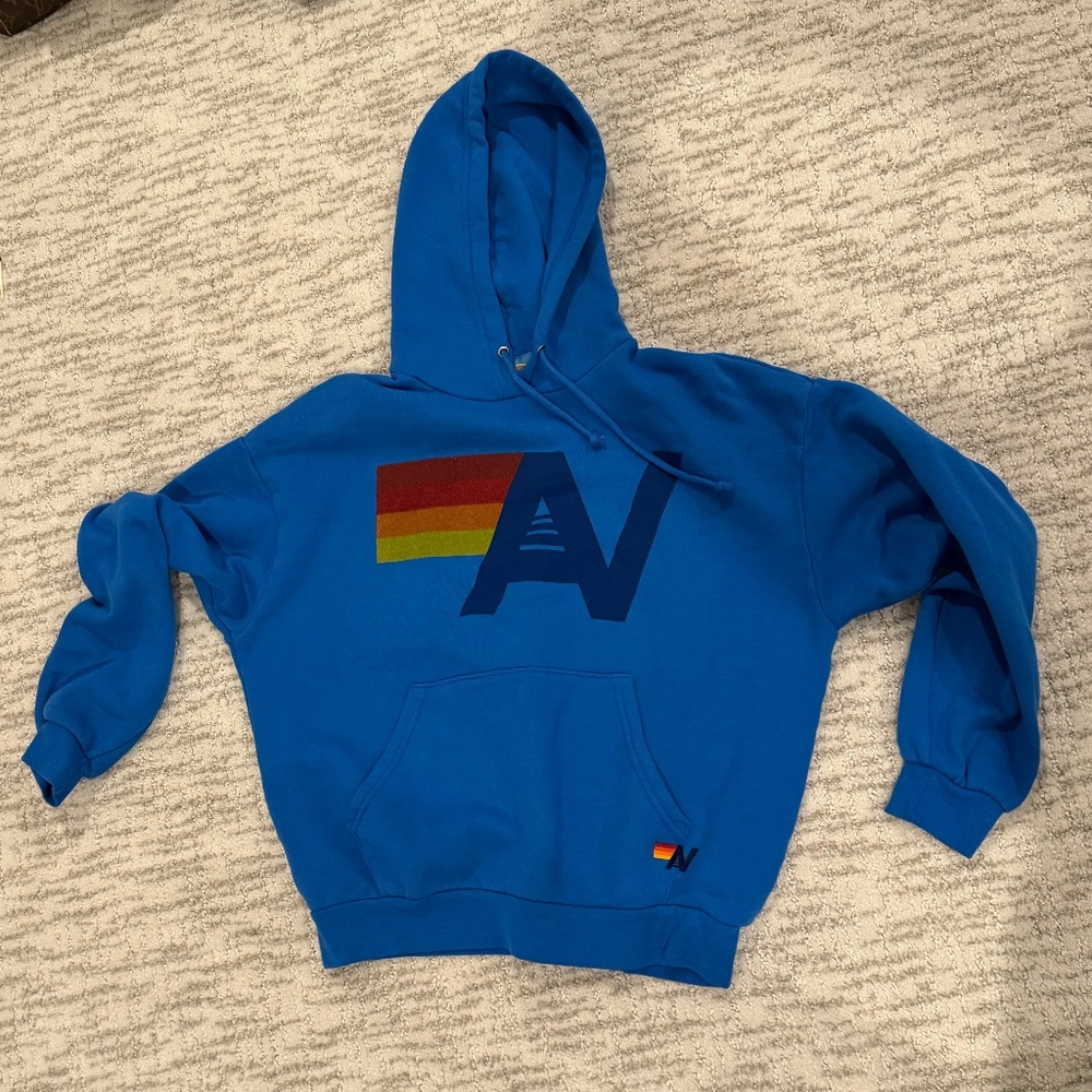 Brand New! Aviator Nation, LOGO PULLOVER RELAXED HOODIE - ADVENTURE BLUE, XS - Picture 2 of 4